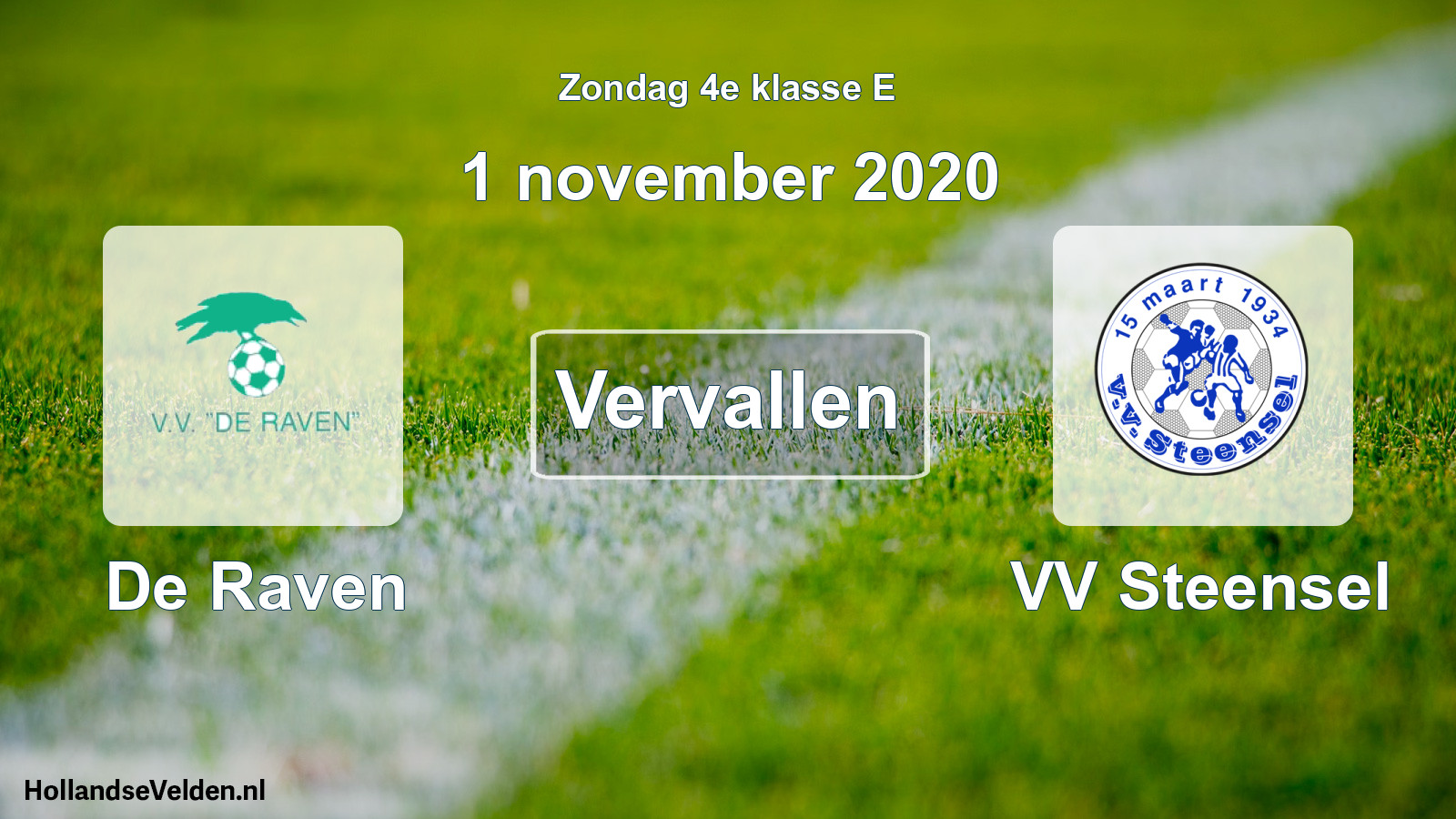 Scheduled Match: De Raven - VV Steensel (1 November 2020)