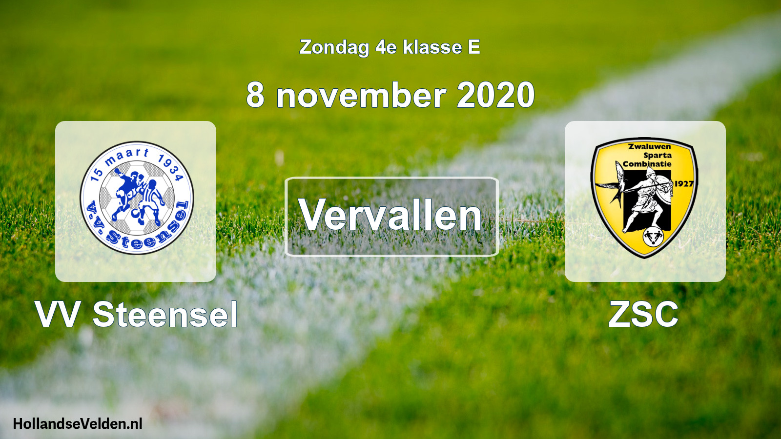 Scheduled Match: VV Steensel - ZSC (8 November 2020)