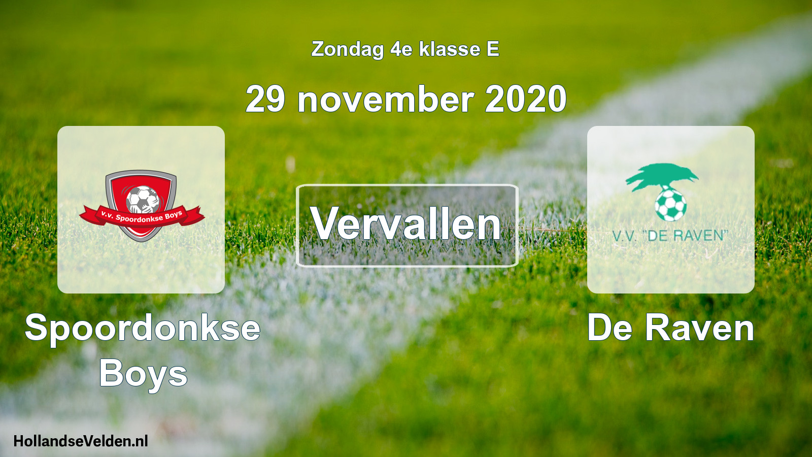 Scheduled Match: Spoordonkse Boys - De Raven (29 November 2020)