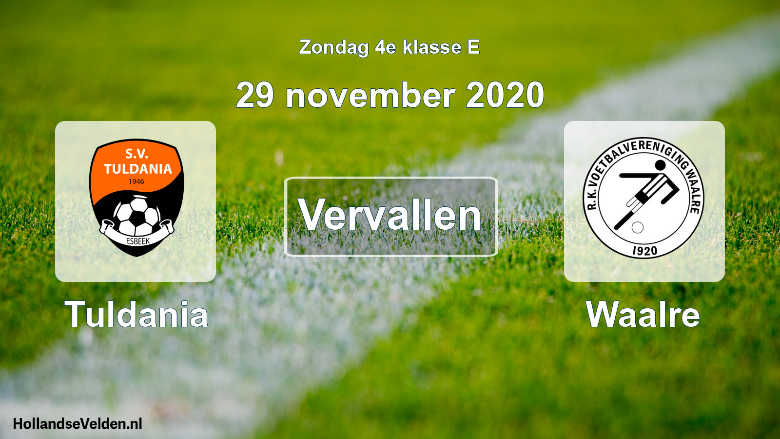 Scheduled Match: Tuldania - Waalre (29 November 2020)