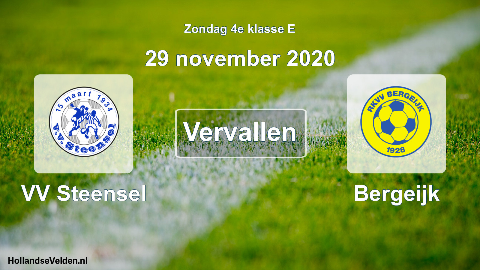 Scheduled Match: VV Steensel - Bergeijk (29 November 2020)
