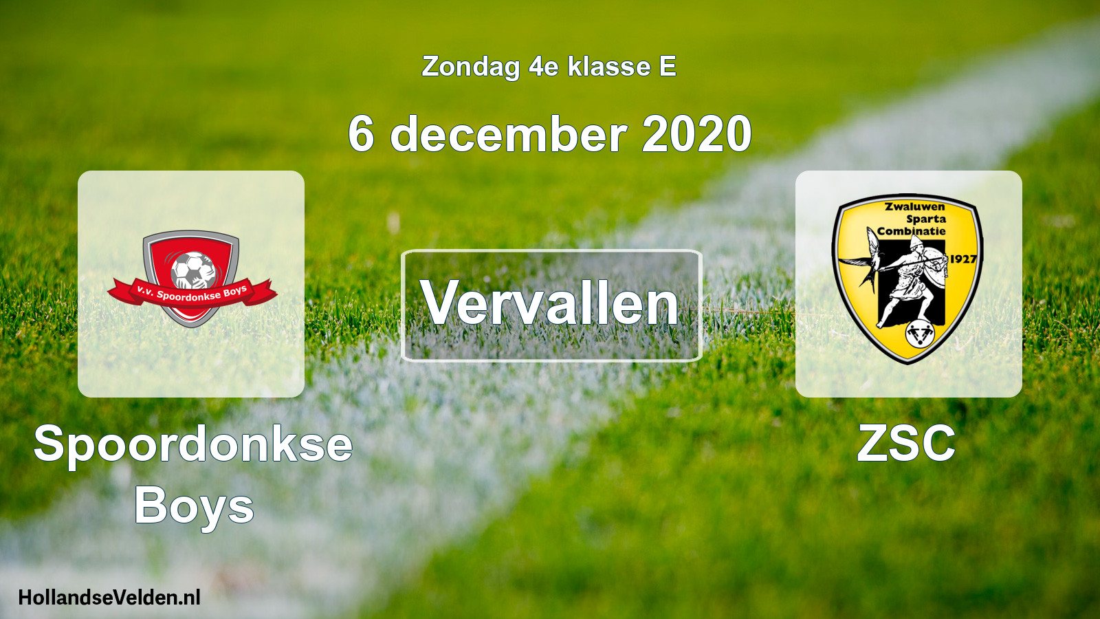 Scheduled Match: Spoordonkse Boys - ZSC (6 December 2020)