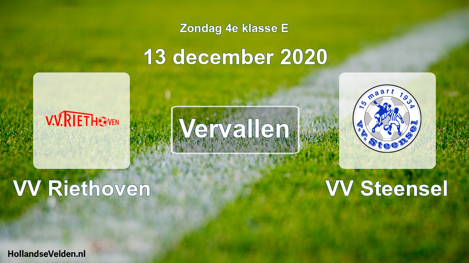 Scheduled Match: VV Riethoven - VV Steensel (13 December 2020)