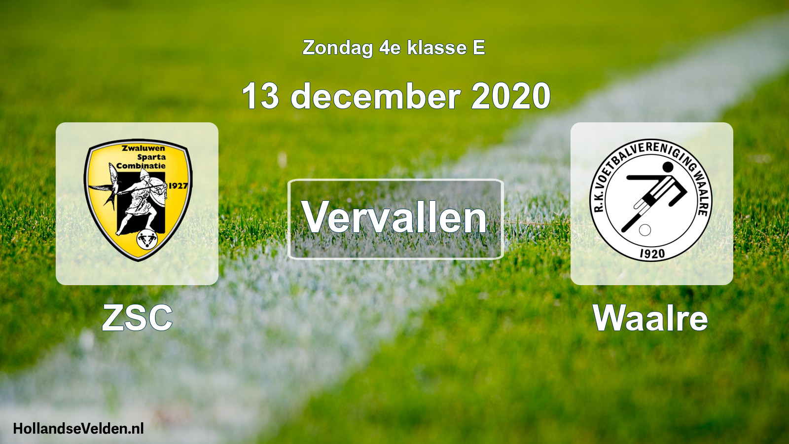 Scheduled Match: ZSC - Waalre (13 December 2020)