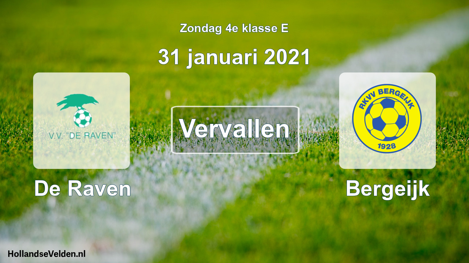 Scheduled Match: De Raven - Bergeijk (31 January 2021)