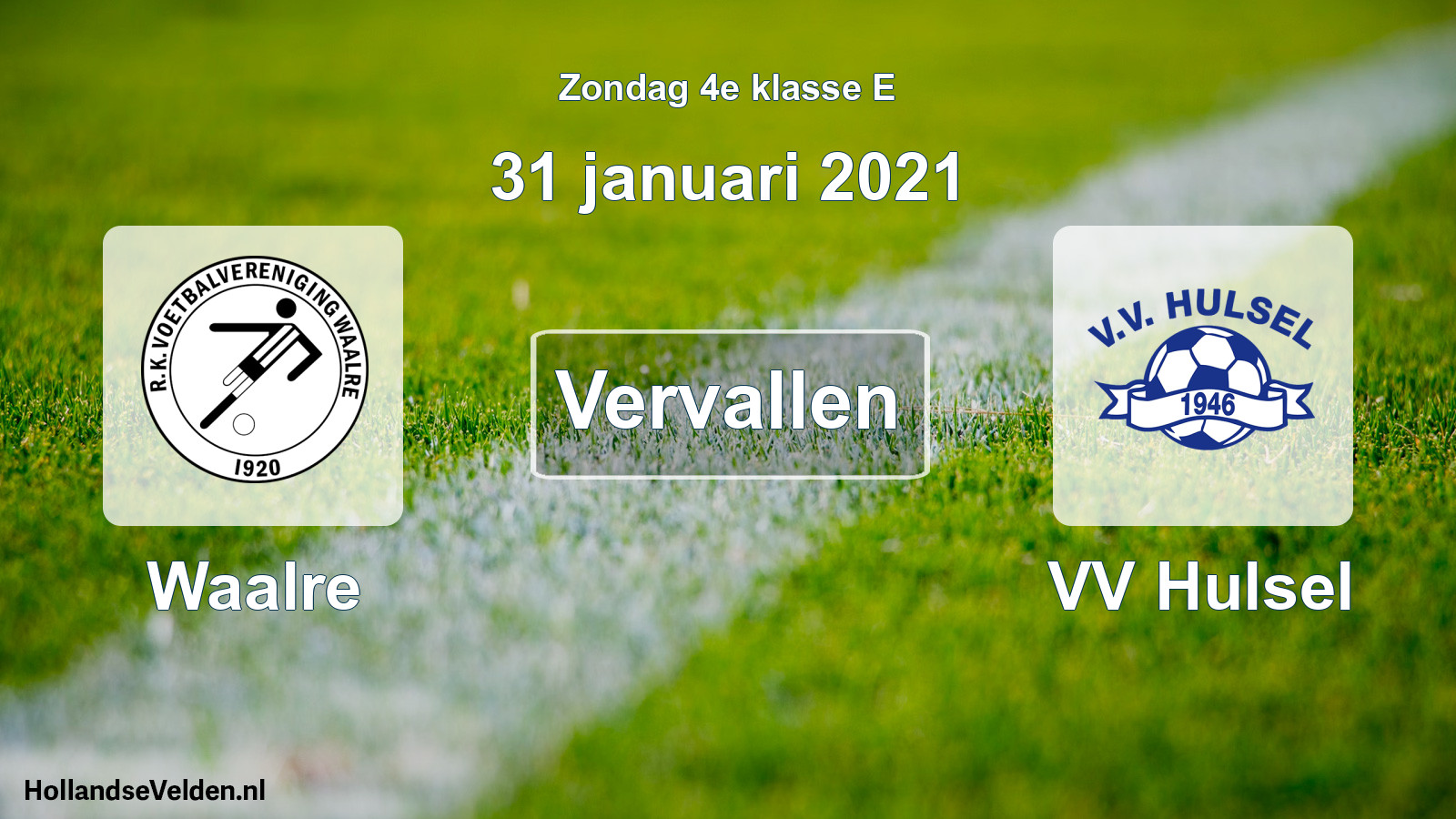 Scheduled Match: Waalre - VV Hulsel (31 January 2021)