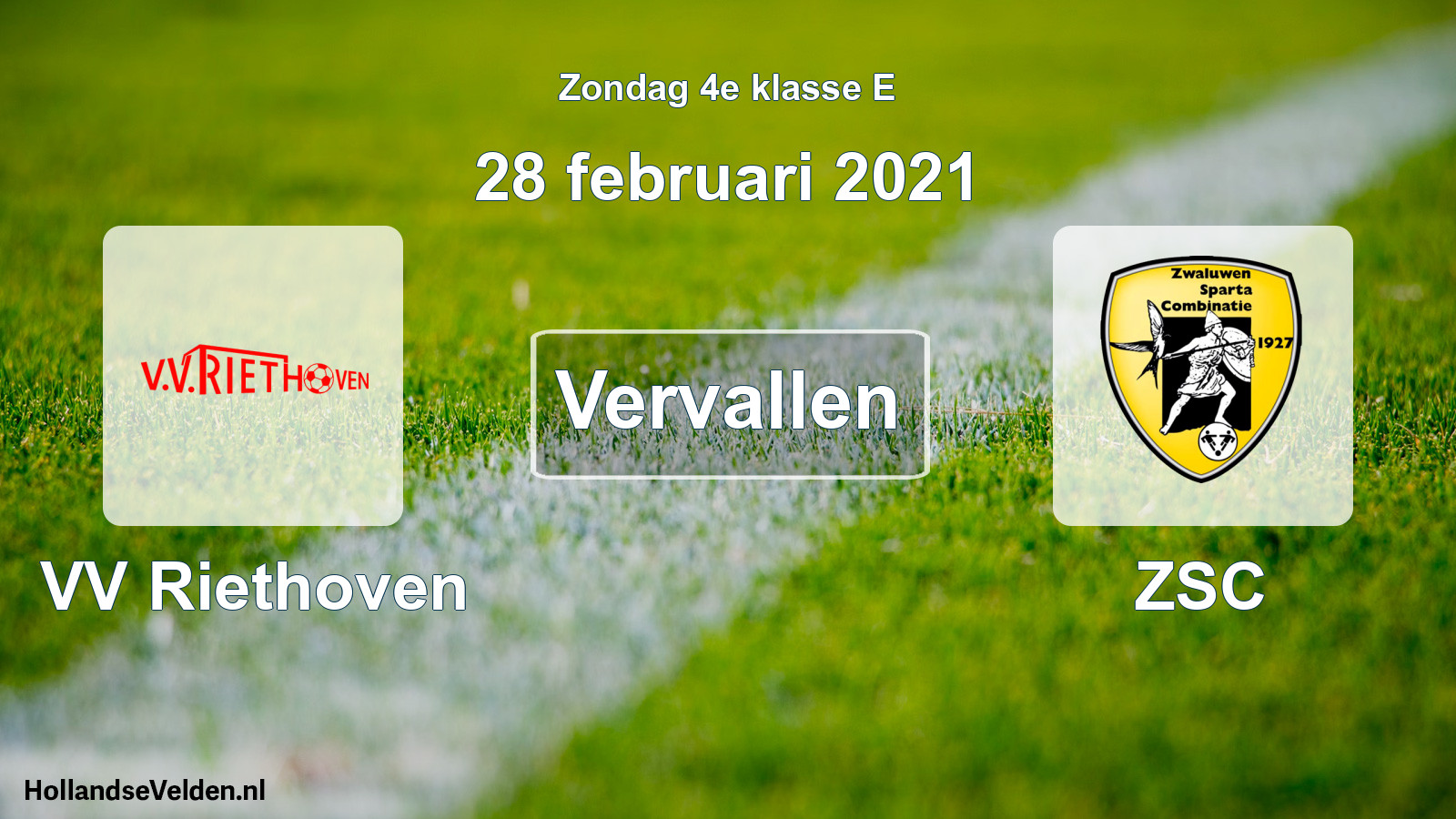 Scheduled Match: VV Riethoven - ZSC (28 February 2021)