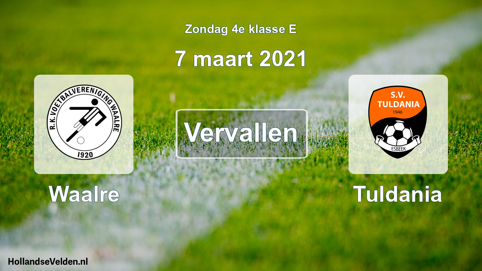Scheduled Match: Waalre - Tuldania (7 March 2021)