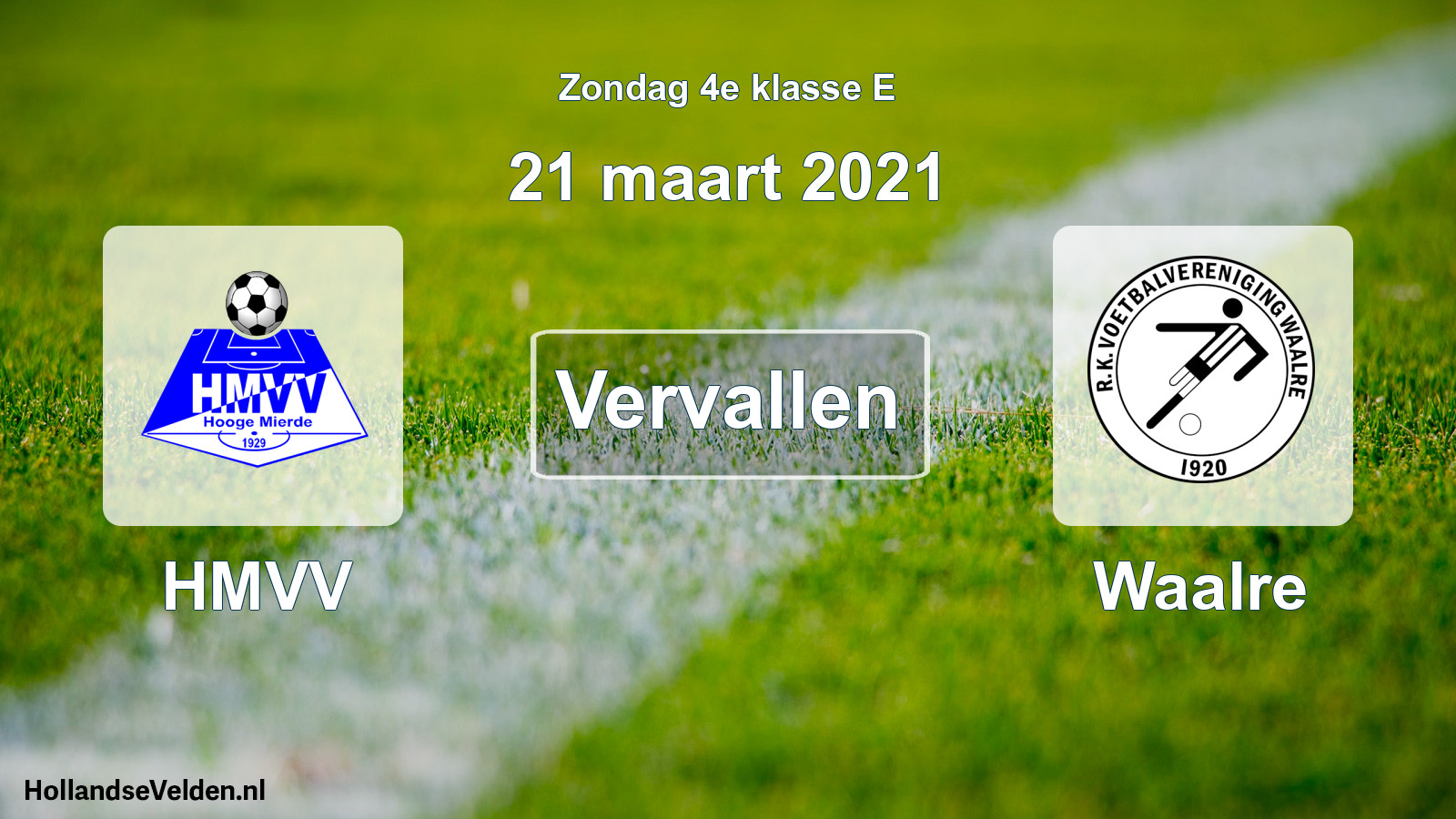 Scheduled Match: HMVV - Waalre (21 March 2021)