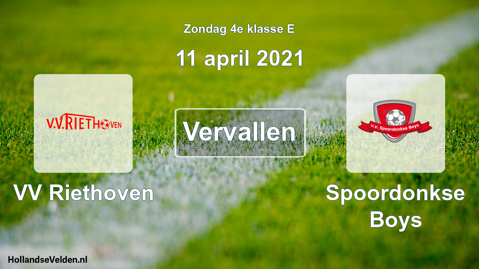 Scheduled Match: VV Riethoven - Spoordonkse Boys (11 April 2021)