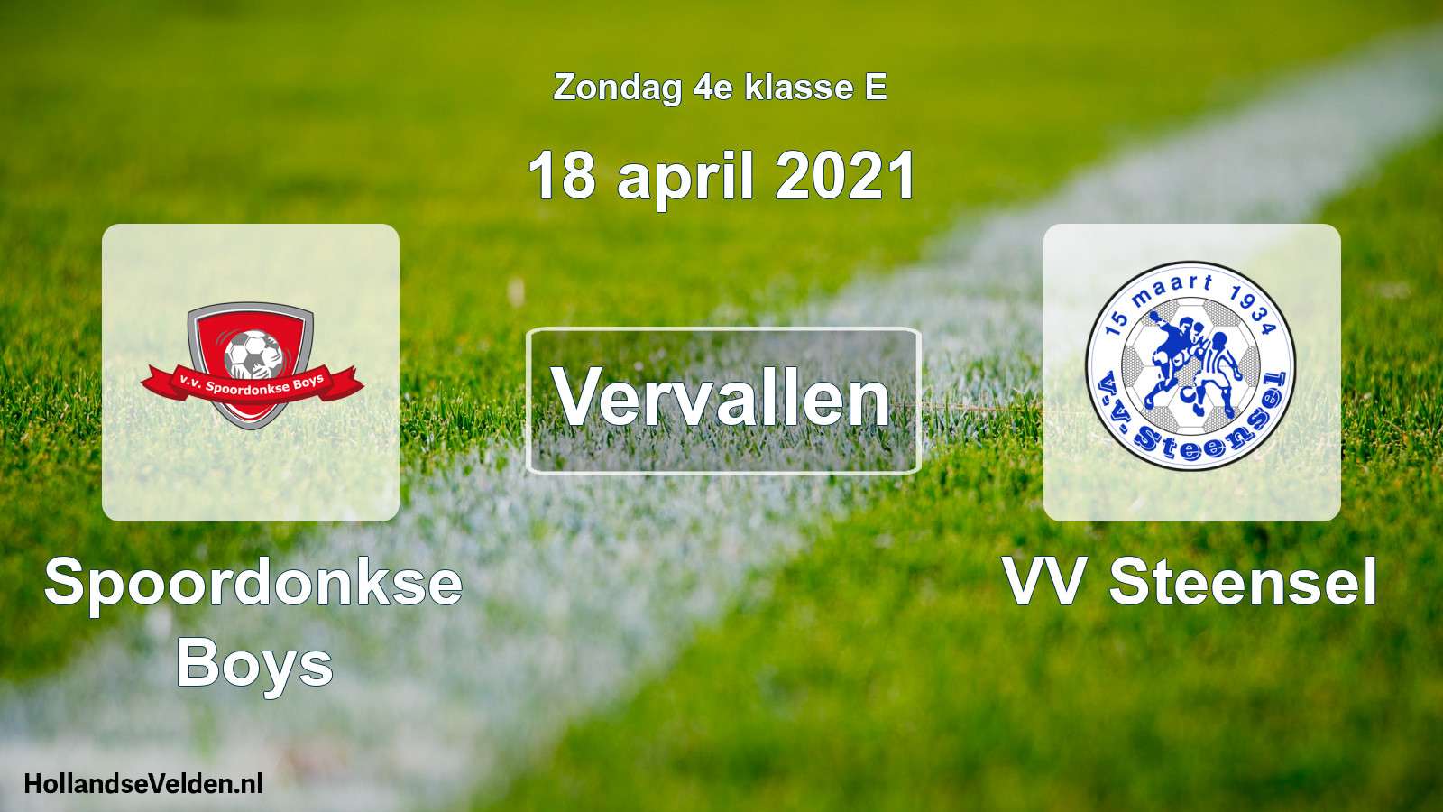 Scheduled Match: Spoordonkse Boys - VV Steensel (18 April 2021)