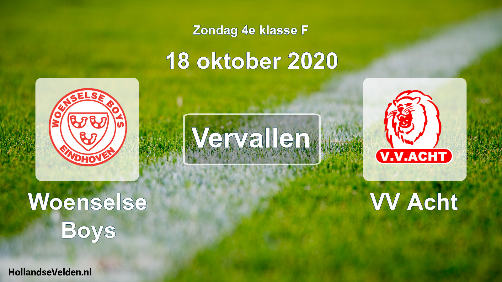 Scheduled Match: Woenselse Boys - VV Acht (18 October 2020)
