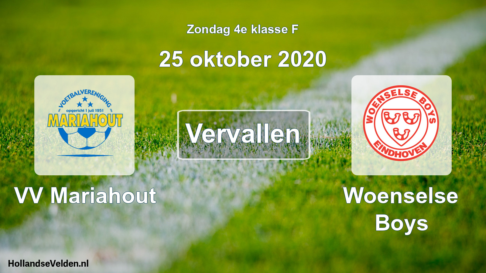 Scheduled Match: VV Mariahout - Woenselse Boys (25 October 2020)