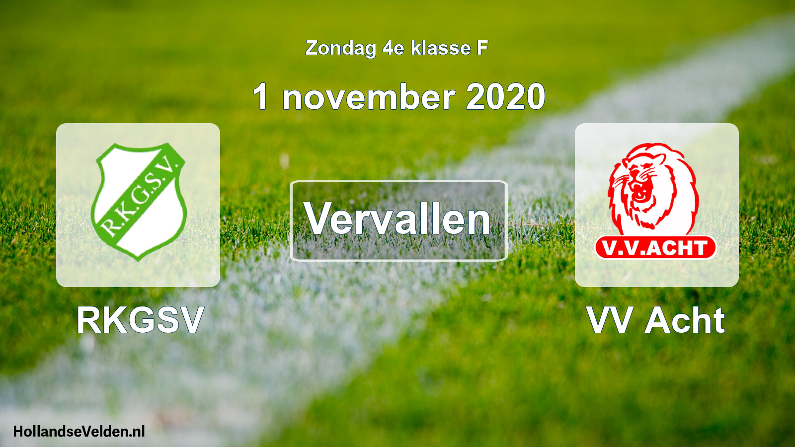 Scheduled Match: RKGSV - VV Acht (1 November 2020)