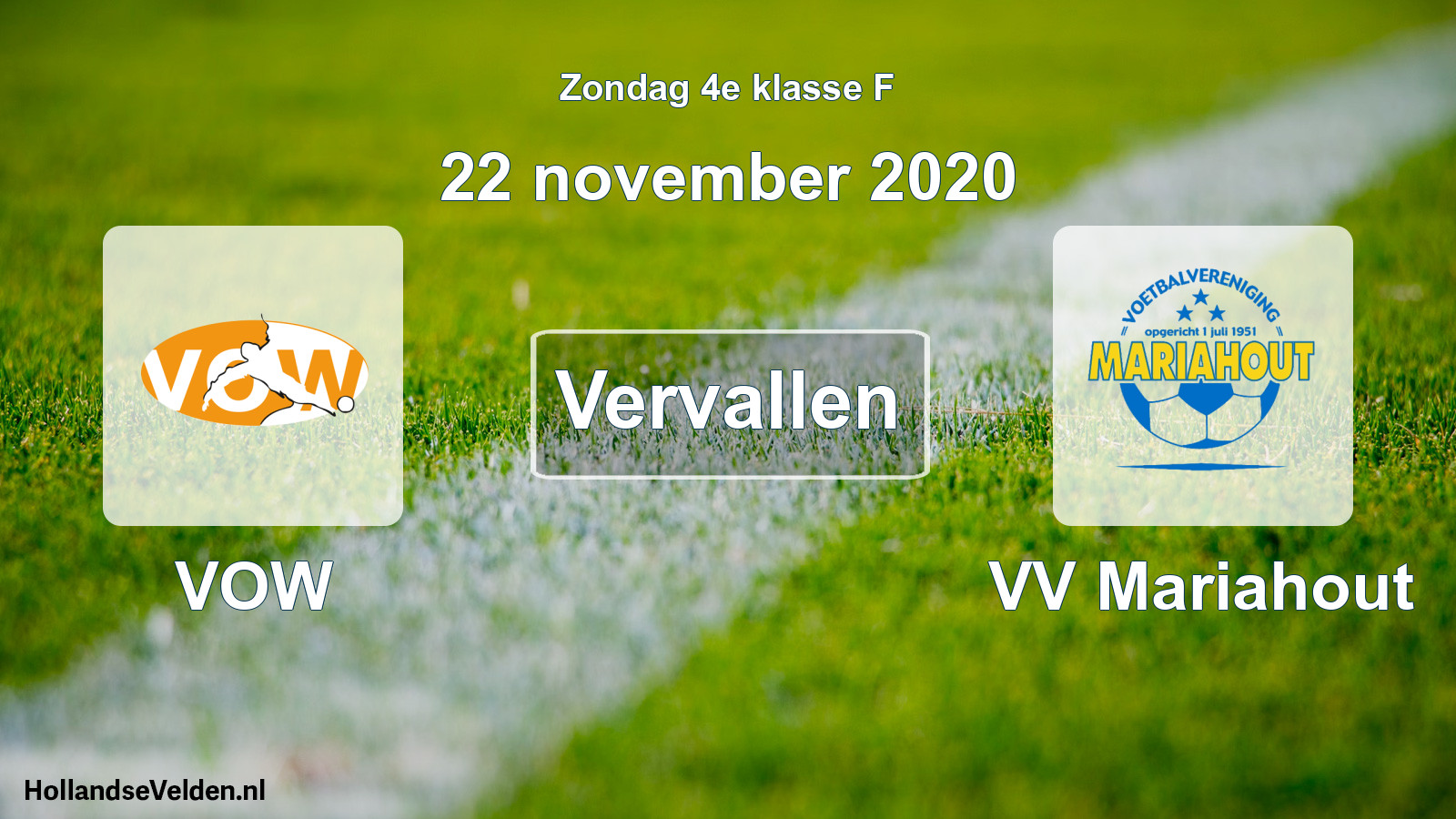 Scheduled Match: VOW - VV Mariahout (22 November 2020)