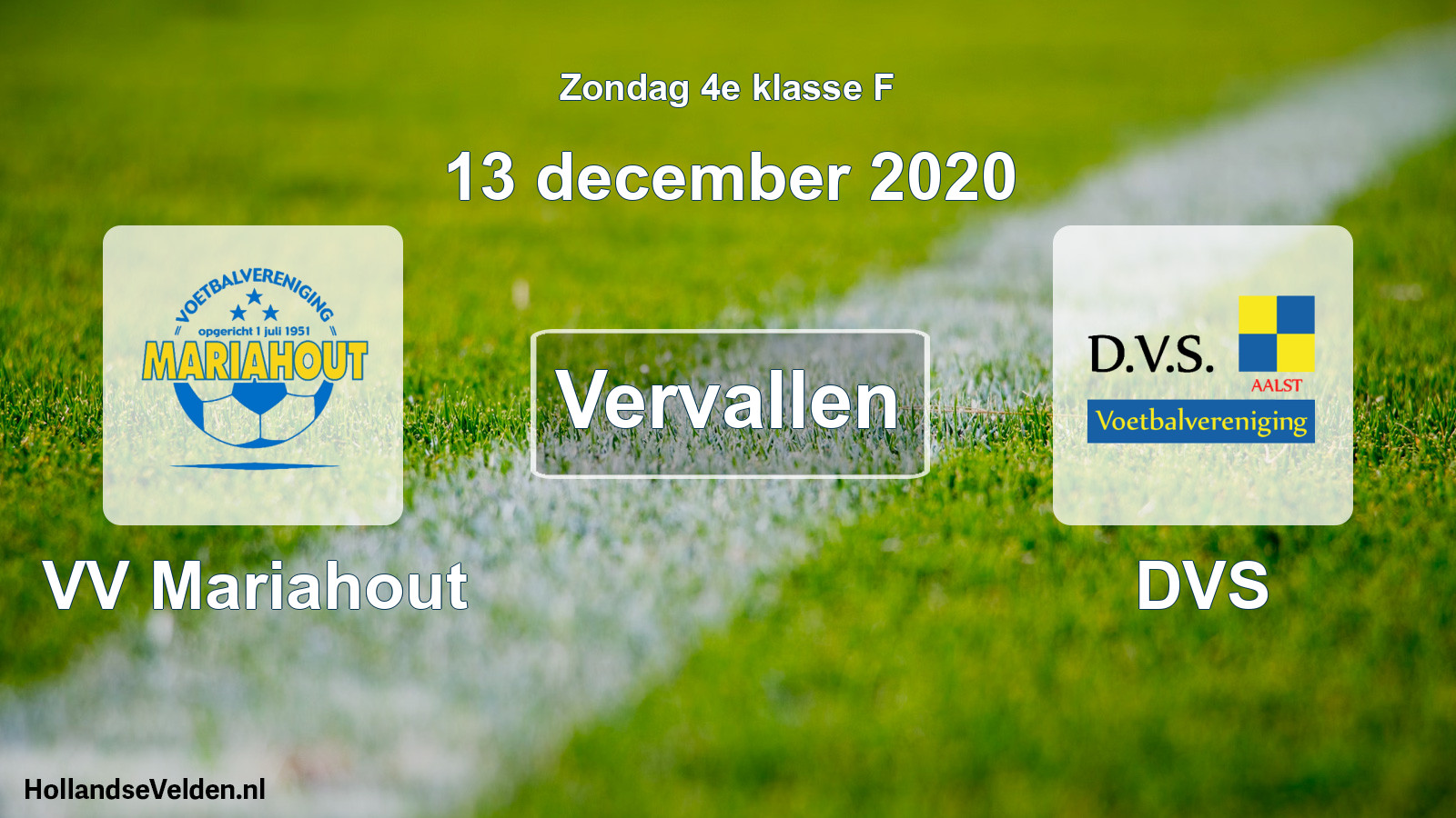 Scheduled Match: VV Mariahout - DVS (13 December 2020)