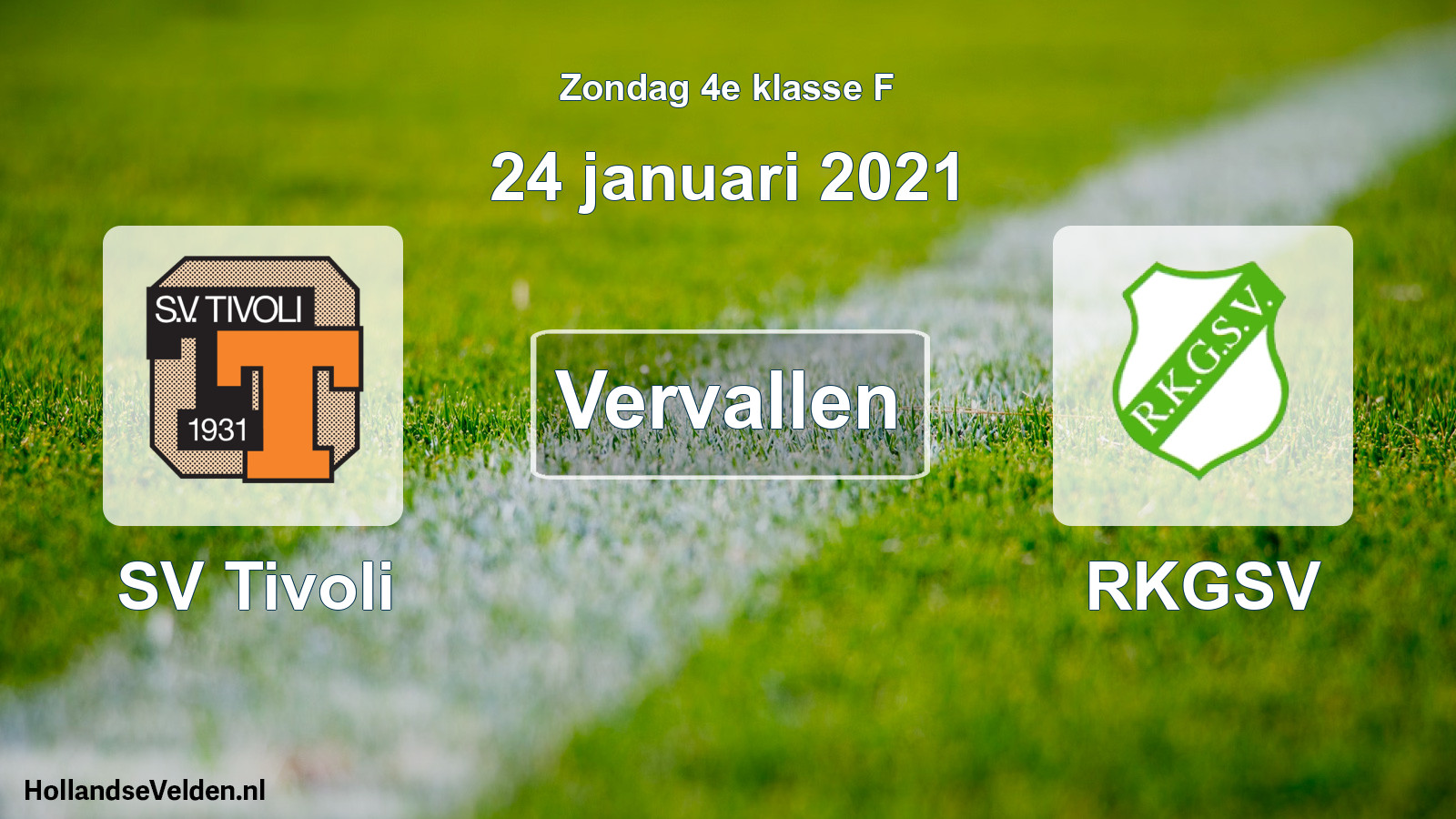 Scheduled Match: SV Tivoli - RKGSV (24 January 2021)