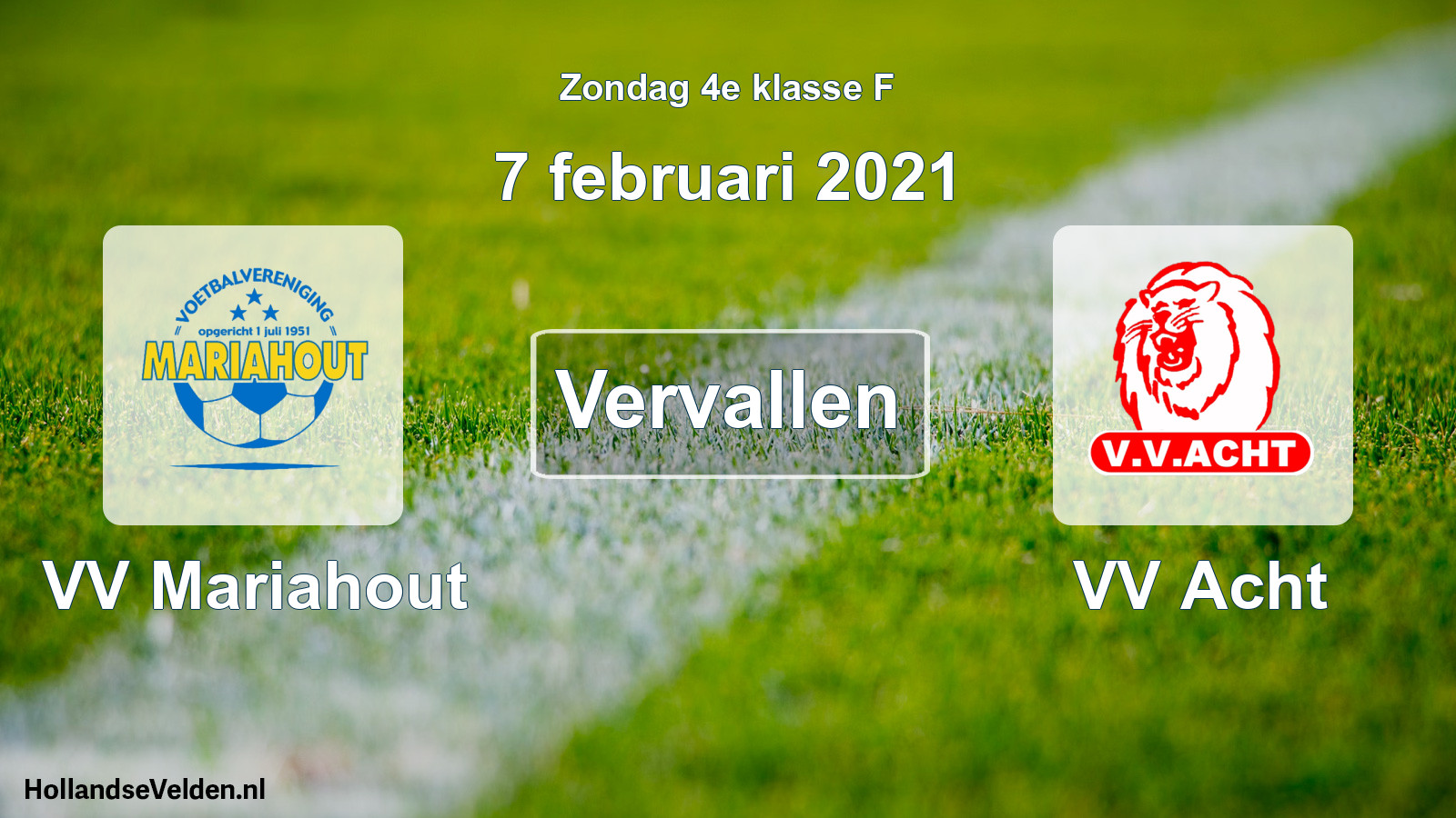 Scheduled Match: VV Mariahout - VV Acht (7 February 2021)