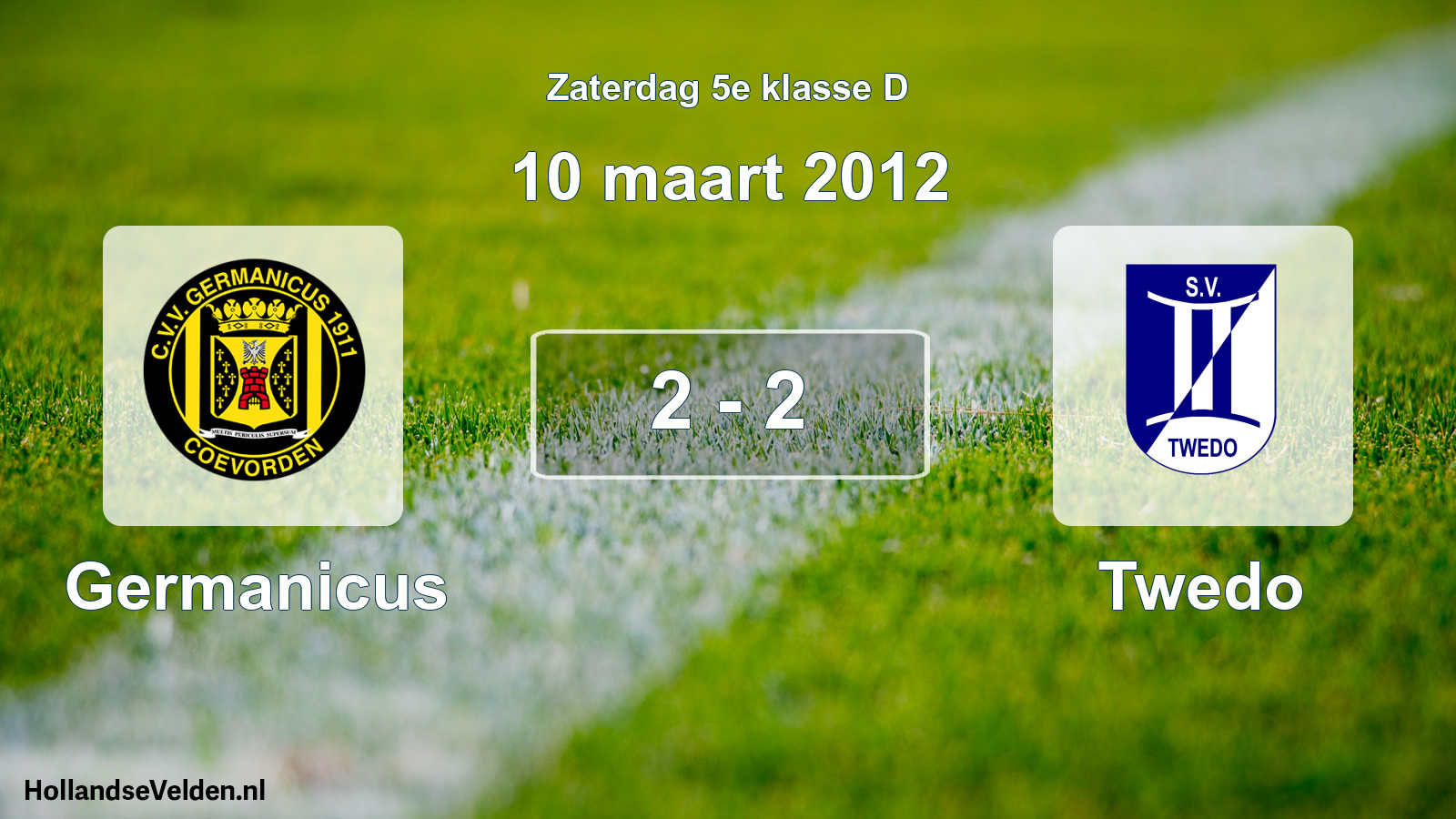 Total number of matches played: Germanicus - Twedo 2 - 2 (10 March 2012)