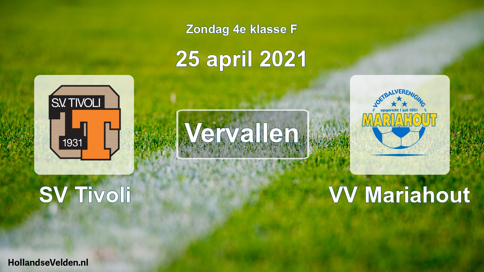 Scheduled Match: SV Tivoli - VV Mariahout (25 April 2021)