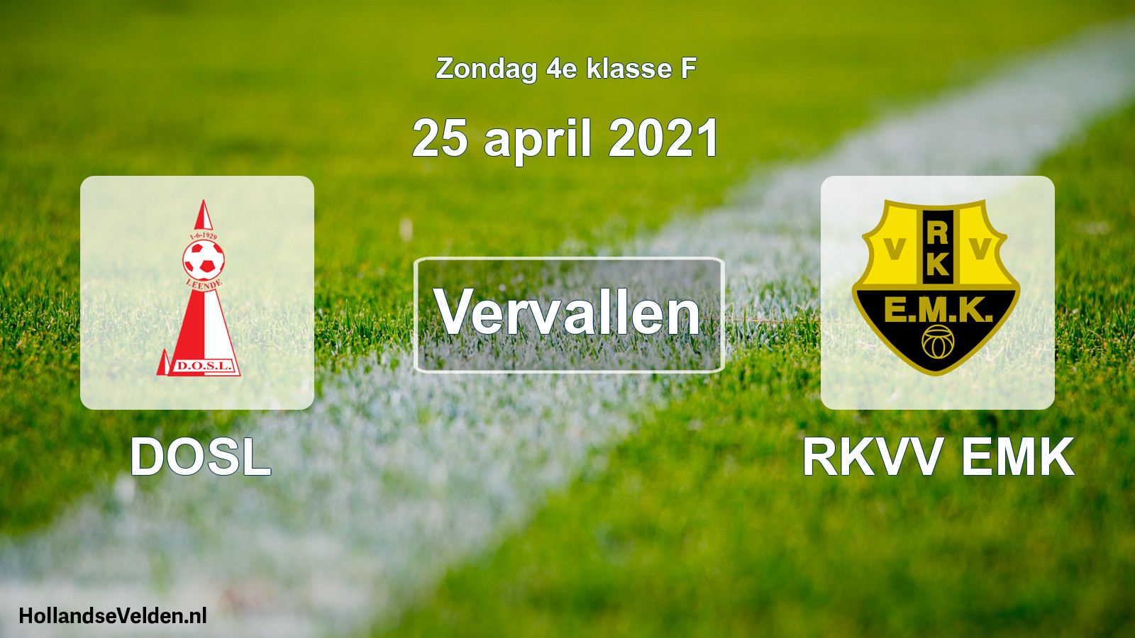 Scheduled Match: DOSL - RKVV EMK (25 April 2021)