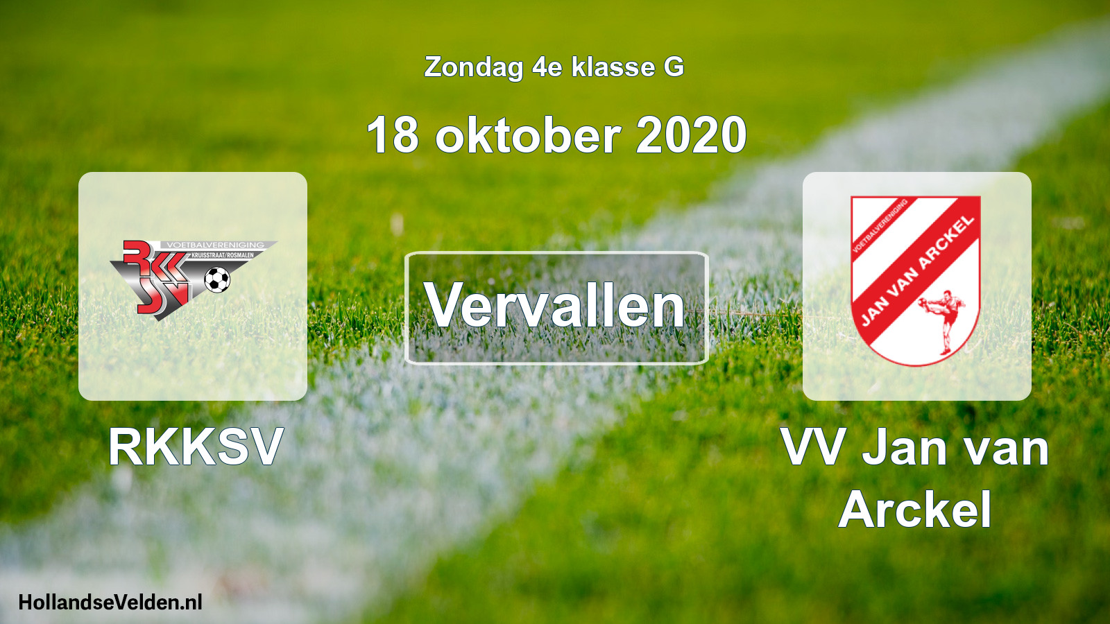Scheduled Match: RKKSV - VV Jan van Arckel (18 October 2020)
