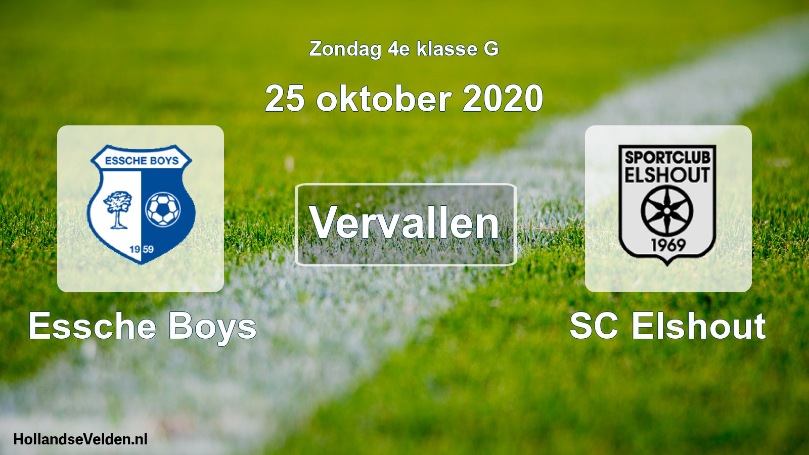 Scheduled Match: Essche Boys - SC Elshout (25 October 2020)