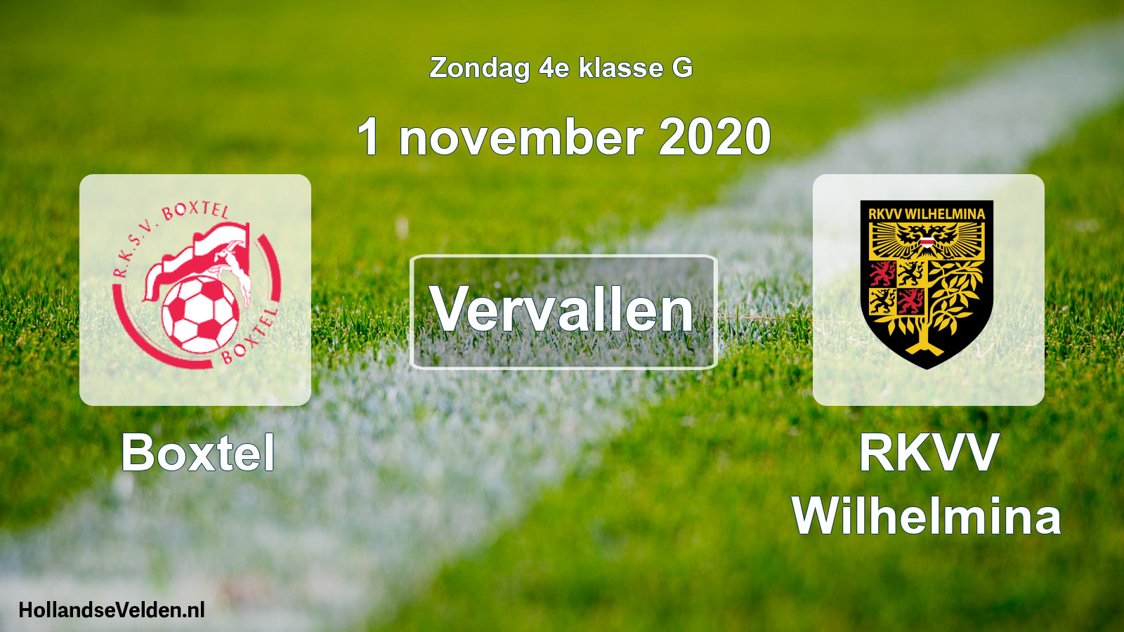 Scheduled Match: Boxtel - RKVV Wilhelmina (1 November 2020)