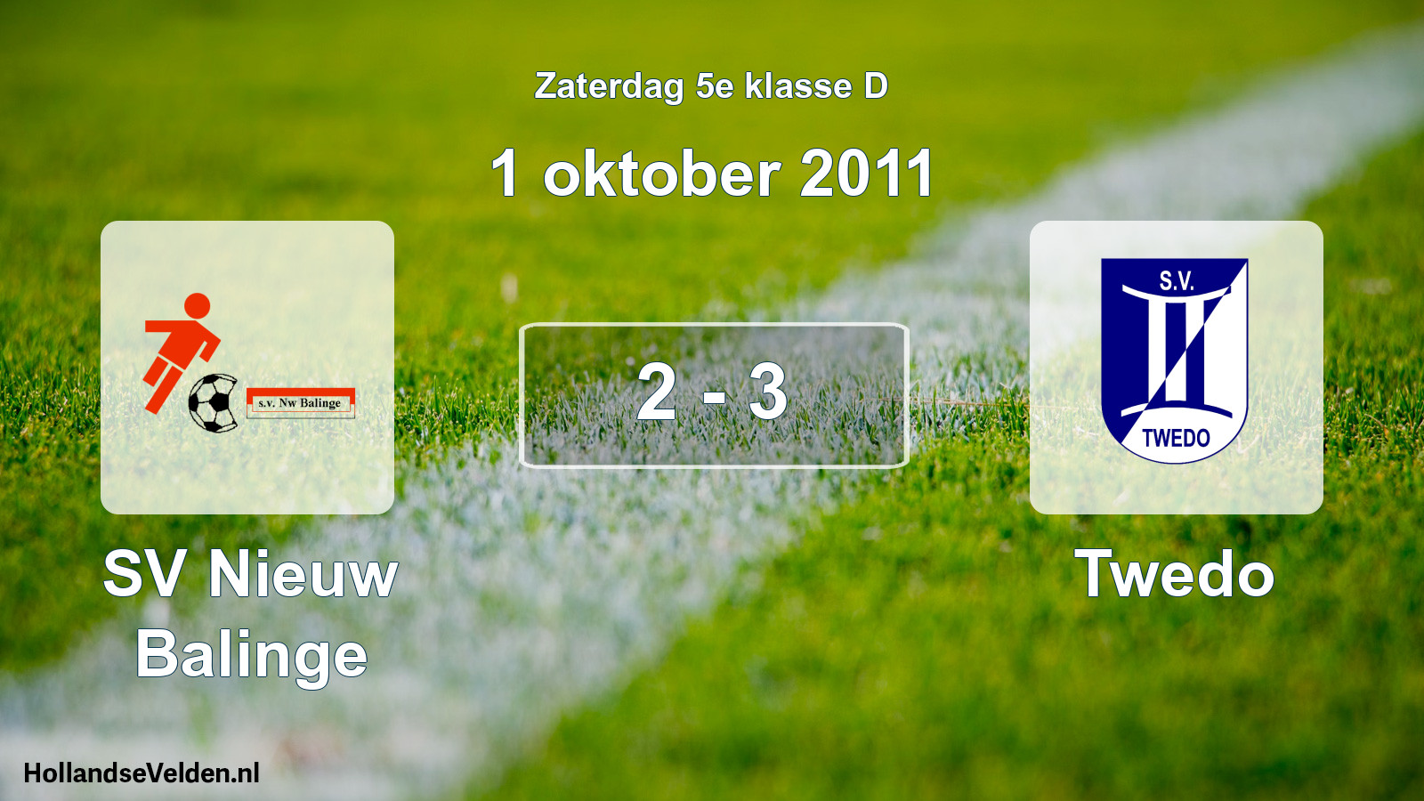 Total number of matches played: SV Nieuw Balinge - Twedo 2 - 3 (1 October 2011)