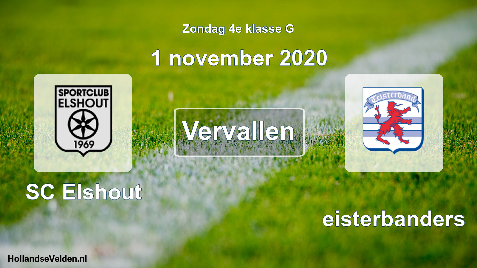 Scheduled Match: SC Elshout - Teisterbanders (1 November 2020)