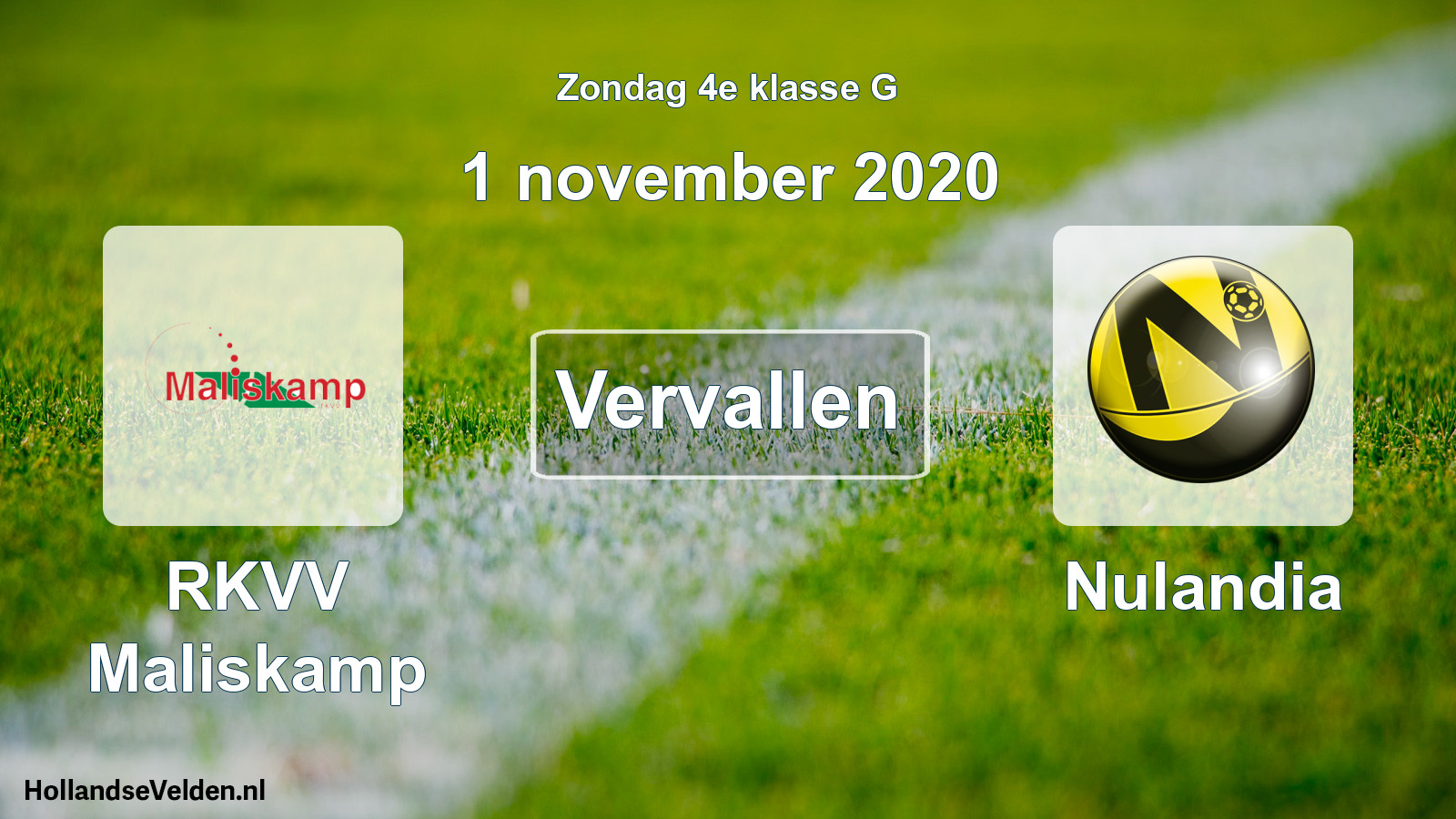 Scheduled Match: RKVV Maliskamp - Nulandia (1 November 2020)
