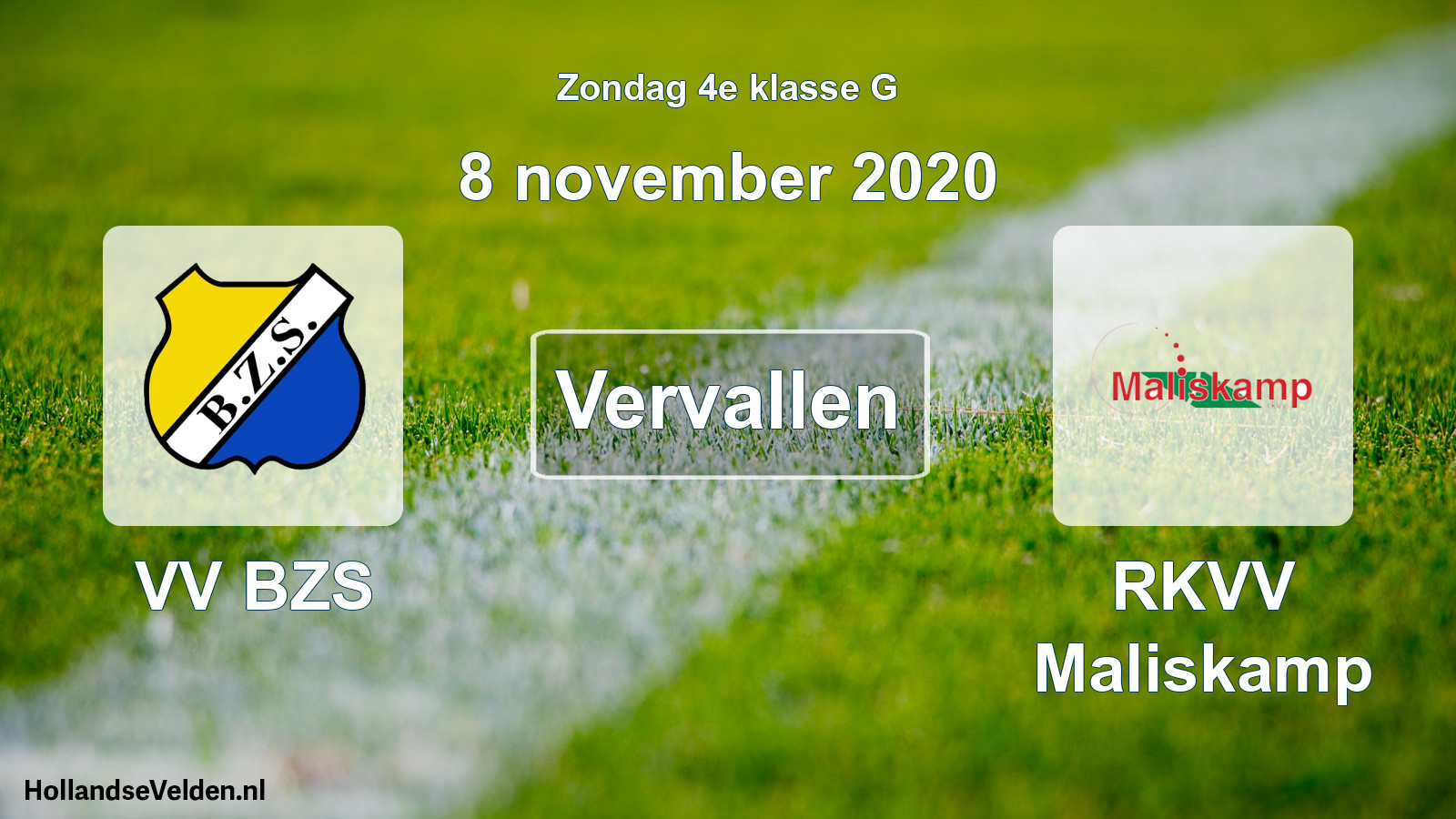 Scheduled Match: VV BZS - RKVV Maliskamp (8 November 2020)