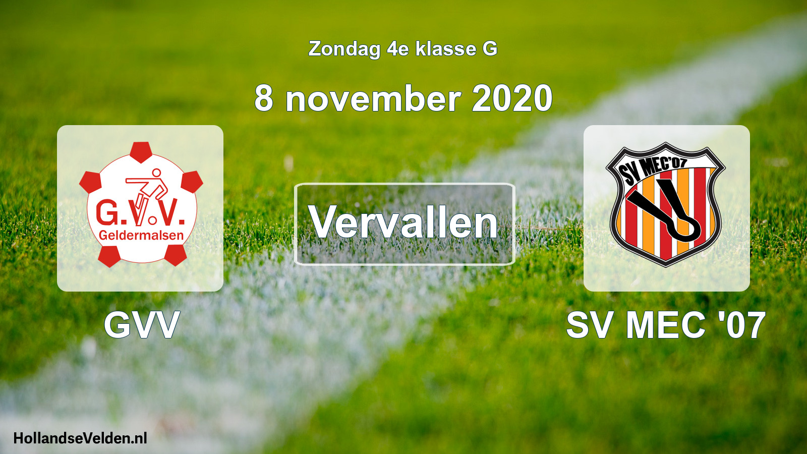 Scheduled Match: GVV - SV MEC '07 (8 November 2020)