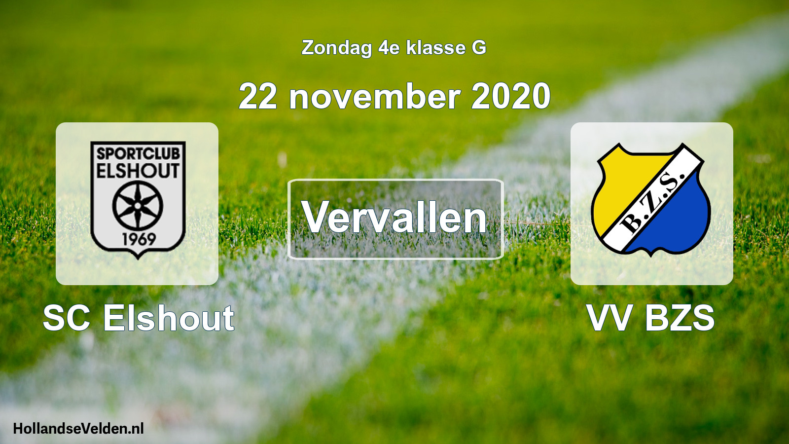 Scheduled Match: SC Elshout - VV BZS (22 November 2020)