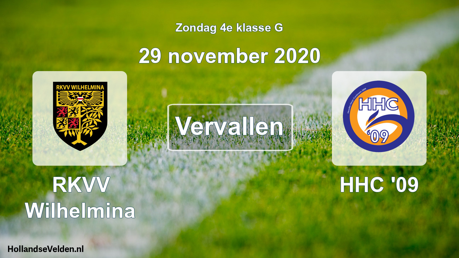 Scheduled Match: RKVV Wilhelmina - HHC '09 (29 November 2020)