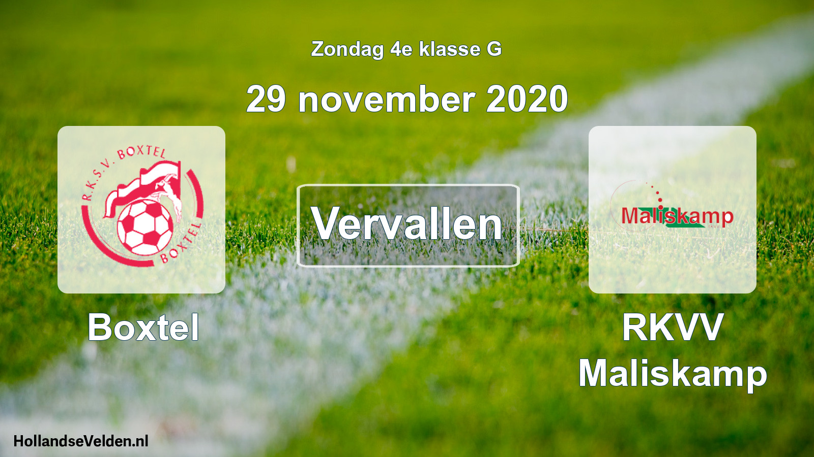 Scheduled Match: Boxtel - RKVV Maliskamp (29 November 2020)