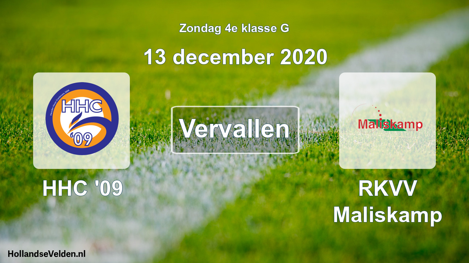 Scheduled Match: HHC '09 - RKVV Maliskamp (13 December 2020)