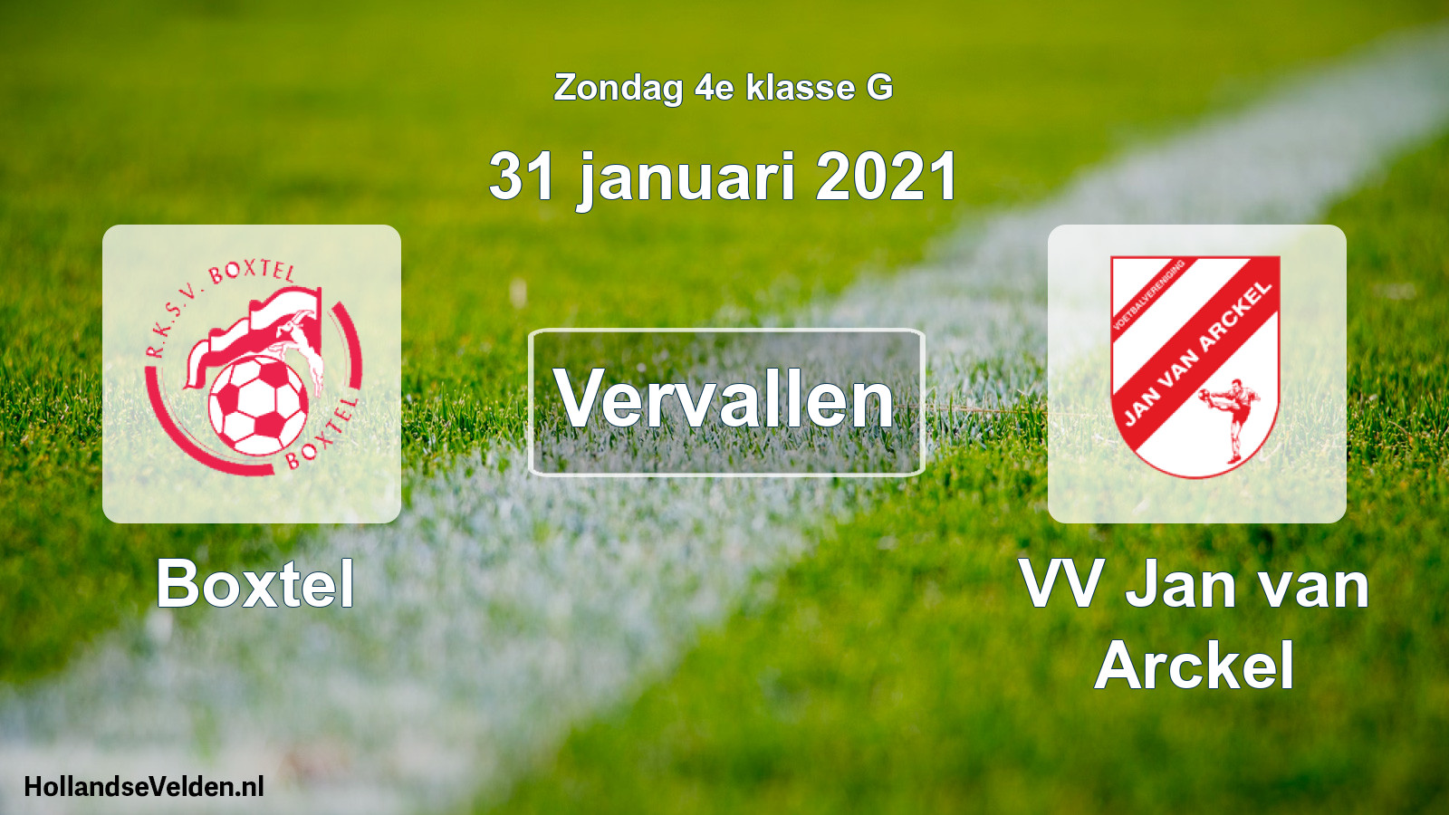 Scheduled Match: Boxtel - VV Jan van Arckel (31 January 2021)