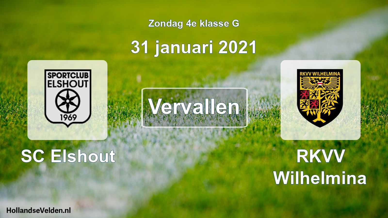 Scheduled Match: SC Elshout - RKVV Wilhelmina (31 January 2021)