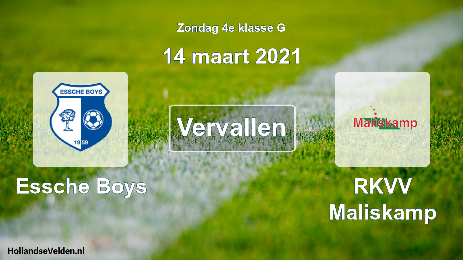 Scheduled Match: Essche Boys - RKVV Maliskamp (14 March 2021)