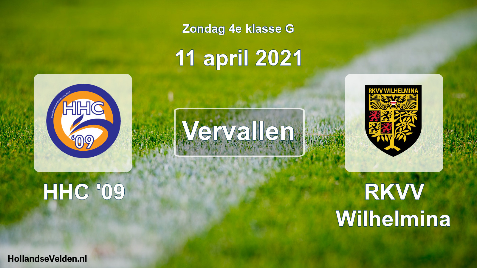 Scheduled Match: HHC '09 - RKVV Wilhelmina (11 April 2021)