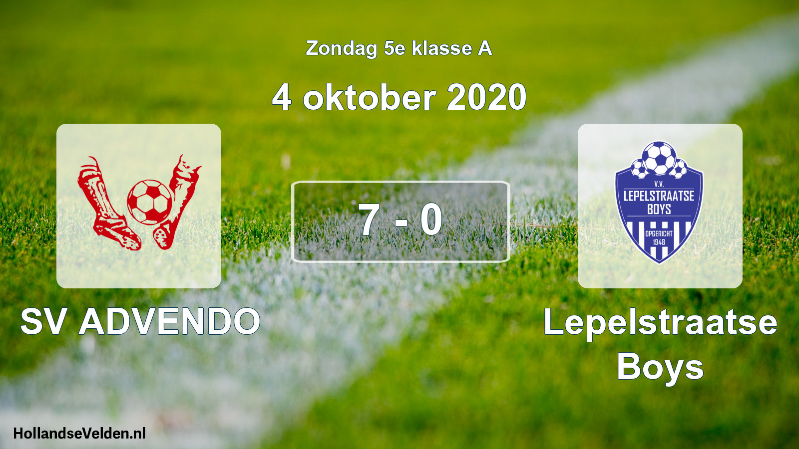 Total number of matches played: SV ADVENDO - Lepelstraatse Boys 7 - 0 (4 October 2020)