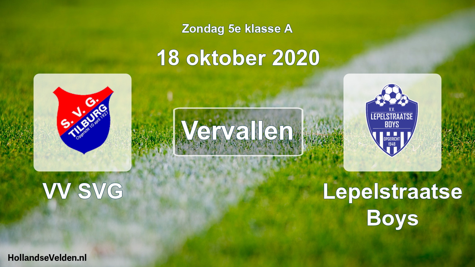 Scheduled Match: VV SVG - Lepelstraatse Boys (18 October 2020)