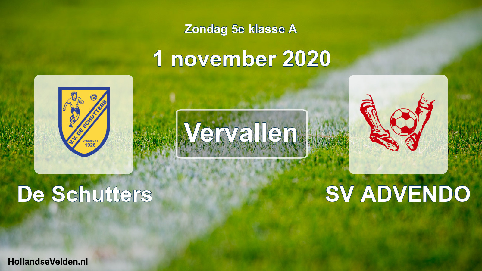 Scheduled Match: De Schutters - SV ADVENDO (1 November 2020)