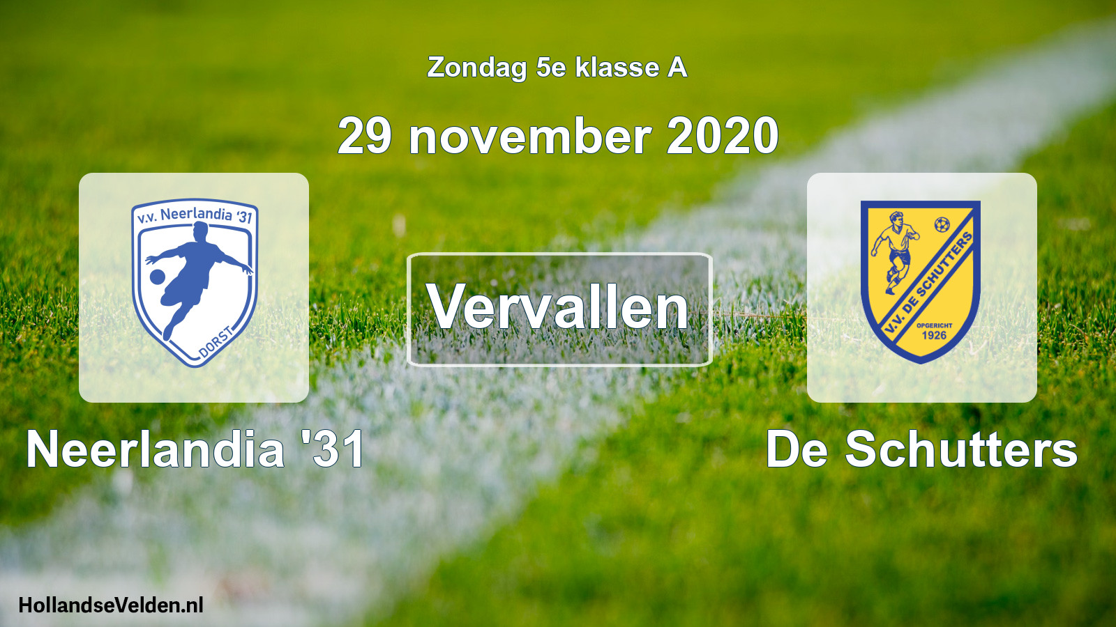 Scheduled Match: Neerlandia '31 - De Schutters (29 November 2020)