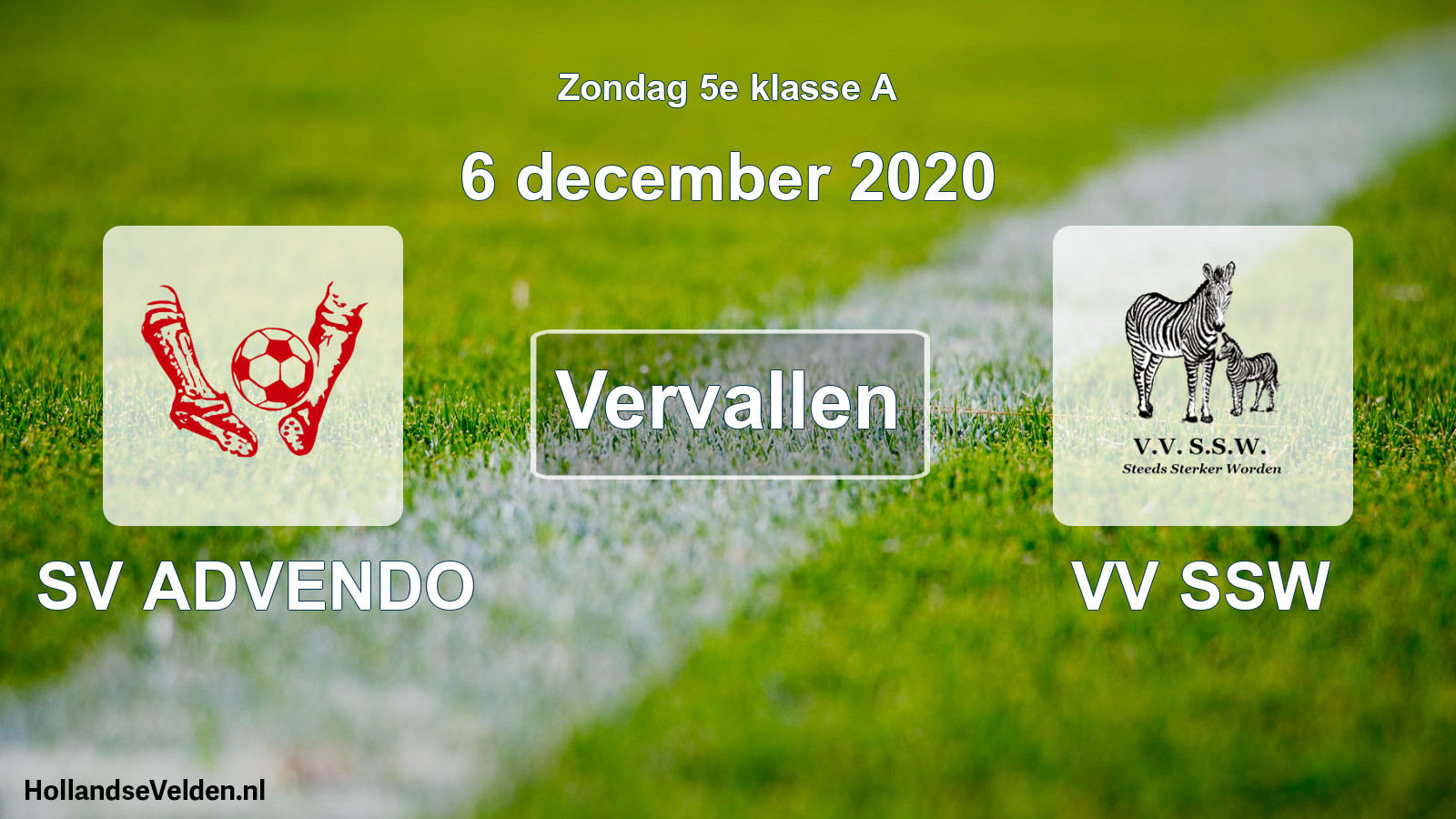 Scheduled Match: SV ADVENDO - VV SSW (6 December 2020)