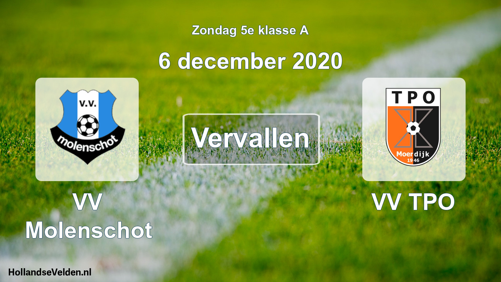 Scheduled Match: VV Molenschot - VV TPO (6 December 2020)