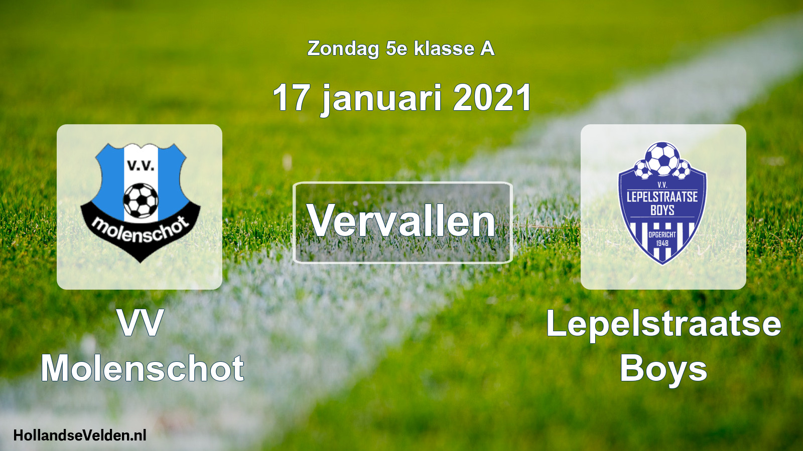 Scheduled Match: VV Molenschot - Lepelstraatse Boys (17 January 2021)