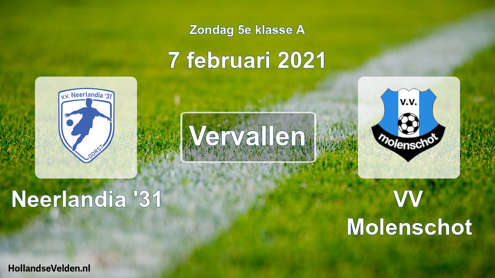 Scheduled Match: Neerlandia '31 - VV Molenschot (7 February 2021)
