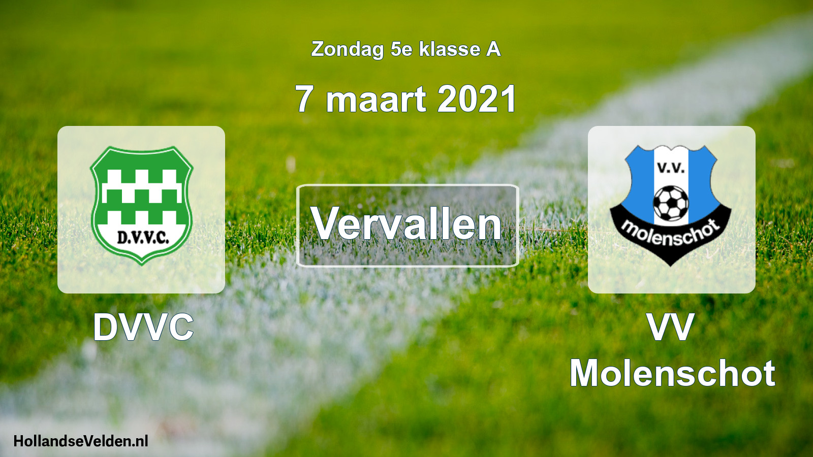 Scheduled Match: DVVC - VV Molenschot (7 March 2021)